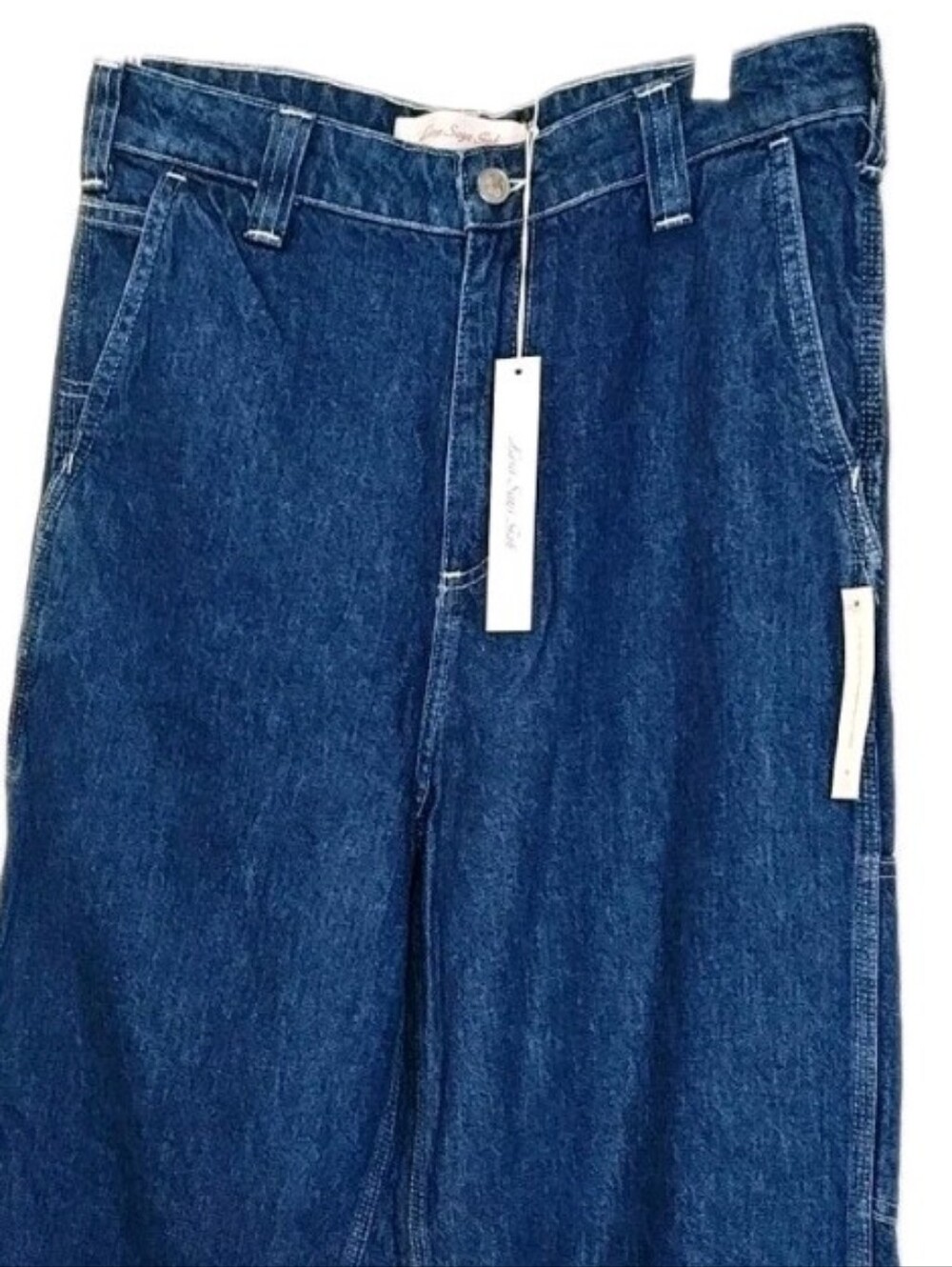 Lisa Says Gah Woman 8 Wide Leg Jeans Indigo Stone Washed Rigid Denim 30/30" Nwt - Picture 5 of 11